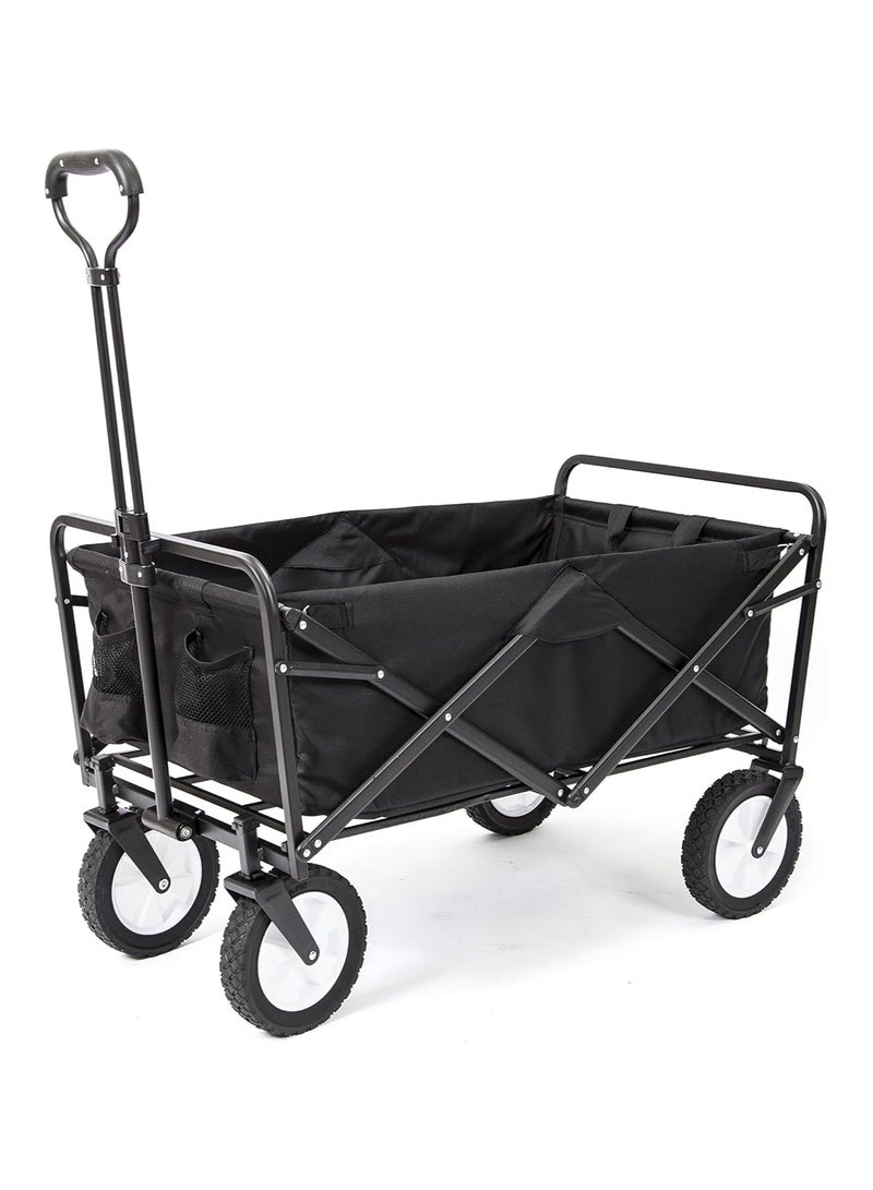 LINGWEI Folding Utility Wagon Cart Outdoor Trolley with Big Wheels and Adjustable Handle - Image 1