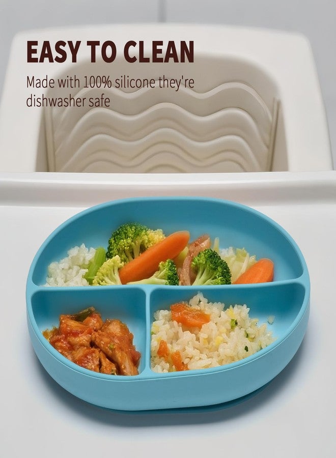 Imagination Junction Silicone Plate Set, 100% food-grade silicone material, with suction cups at the bottom, Baby Led Weaning Supplies (Blue, pink) - Image 4