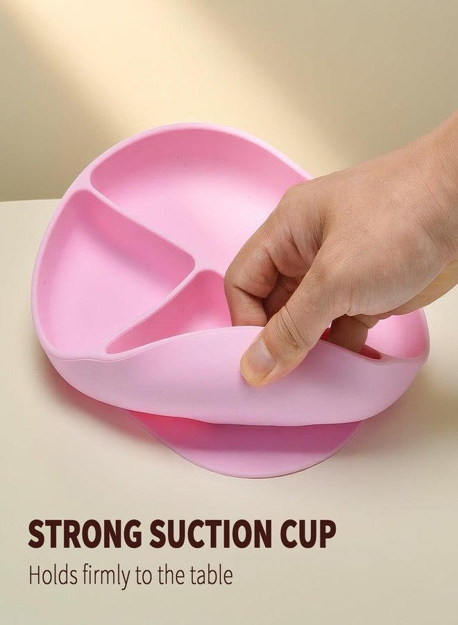 Imagination Junction Silicone Plate Set, 100% food-grade silicone material, with suction cups at the bottom, Baby Led Weaning Supplies (Blue, pink) - Image 3