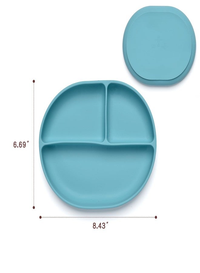 Imagination Junction Silicone Plate Set, 100% food-grade silicone material, with suction cups at the bottom, Baby Led Weaning Supplies (Blue, pink) - Image 2