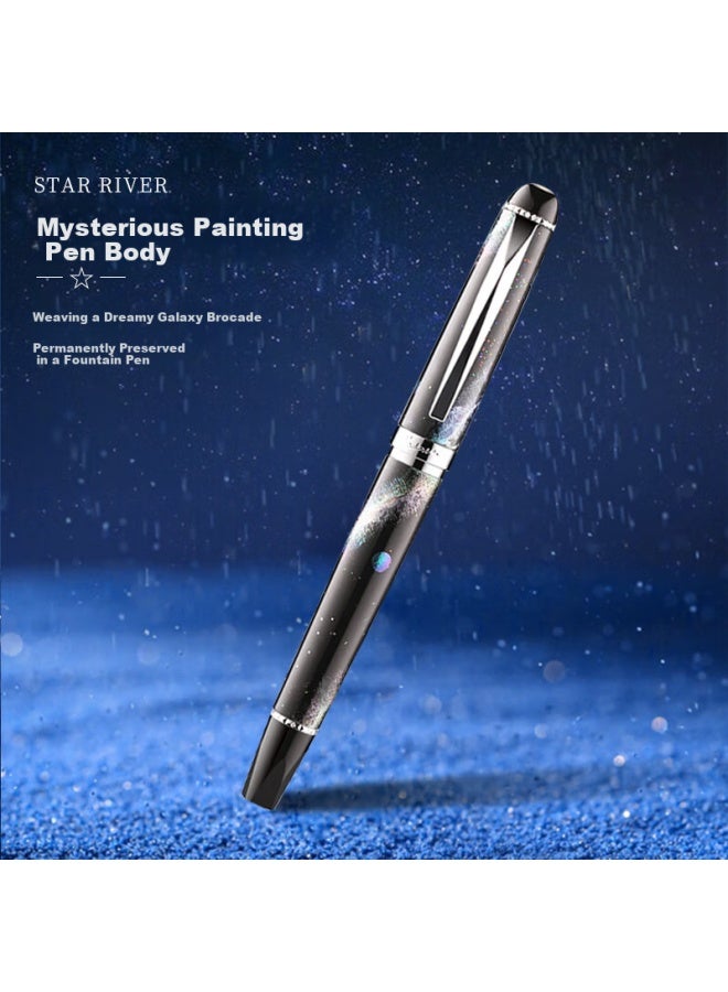 Pimio Fountain Pen Gift Box، مجموعة قلم التوقيع والحبر، هدية أعمال فاخرة، هدية عيد ميلاد للكبار للرجال والنساء، ممارسة الخط، مجموعة 926 Starry Sky، Dazzling Black - Image 4