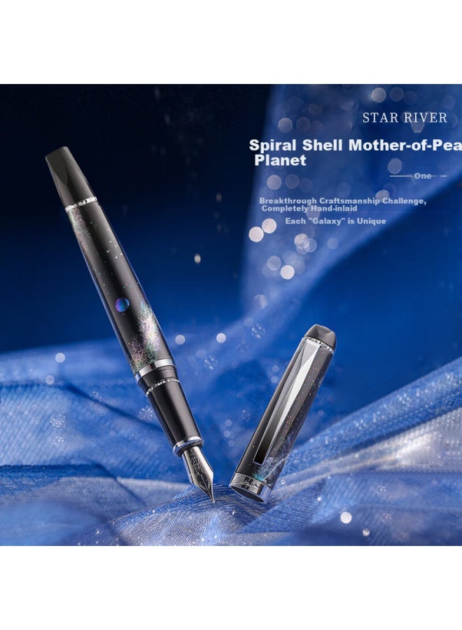 Pimio Fountain Pen Gift Box، مجموعة قلم التوقيع والحبر، هدية أعمال فاخرة، هدية عيد ميلاد للكبار للرجال والنساء، ممارسة الخط، مجموعة 926 Starry Sky، Dazzling Black - Image 1