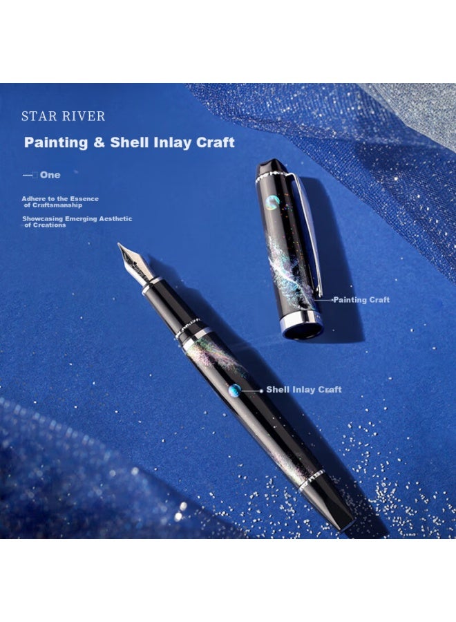 Pimio Fountain Pen Gift Box، مجموعة قلم التوقيع والحبر، هدية أعمال فاخرة، هدية عيد ميلاد للكبار للرجال والنساء، ممارسة الخط، مجموعة 926 Starry Sky، Dazzling Black - Image 5