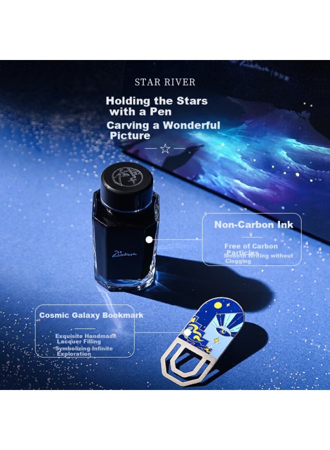Pimio Fountain Pen Gift Box، مجموعة قلم التوقيع والحبر، هدية أعمال فاخرة، هدية عيد ميلاد للكبار للرجال والنساء، ممارسة الخط، مجموعة 926 Starry Sky، Dazzling Black - Image 3