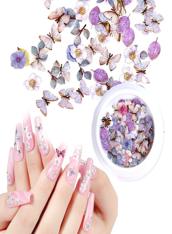 BELICEY 300Pcs 3D Wood Pulp Flower Nail Art Charm Butterfly Nails Art Flower Nail Charms Clear Bow Butterfly Nailfor Nail Art Decoration & DIY Crafting Design - Image 3
