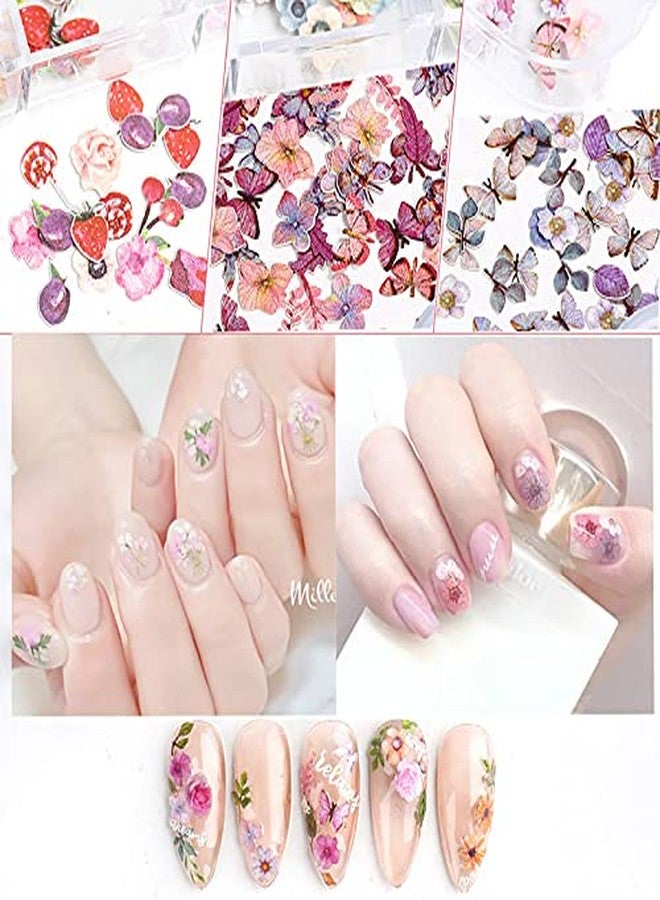 BELICEY 300Pcs 3D Wood Pulp Flower Nail Art Charm Butterfly Nails Art Flower Nail Charms Clear Bow Butterfly Nailfor Nail Art Decoration & DIY Crafting Design - Image 4