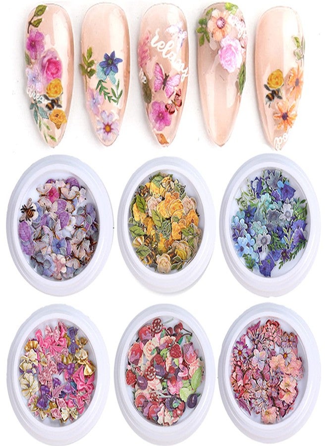 BELICEY 300Pcs 3D Wood Pulp Flower Nail Art Charm Butterfly Nails Art Flower Nail Charms Clear Bow Butterfly Nailfor Nail Art Decoration & DIY Crafting Design - Image 1