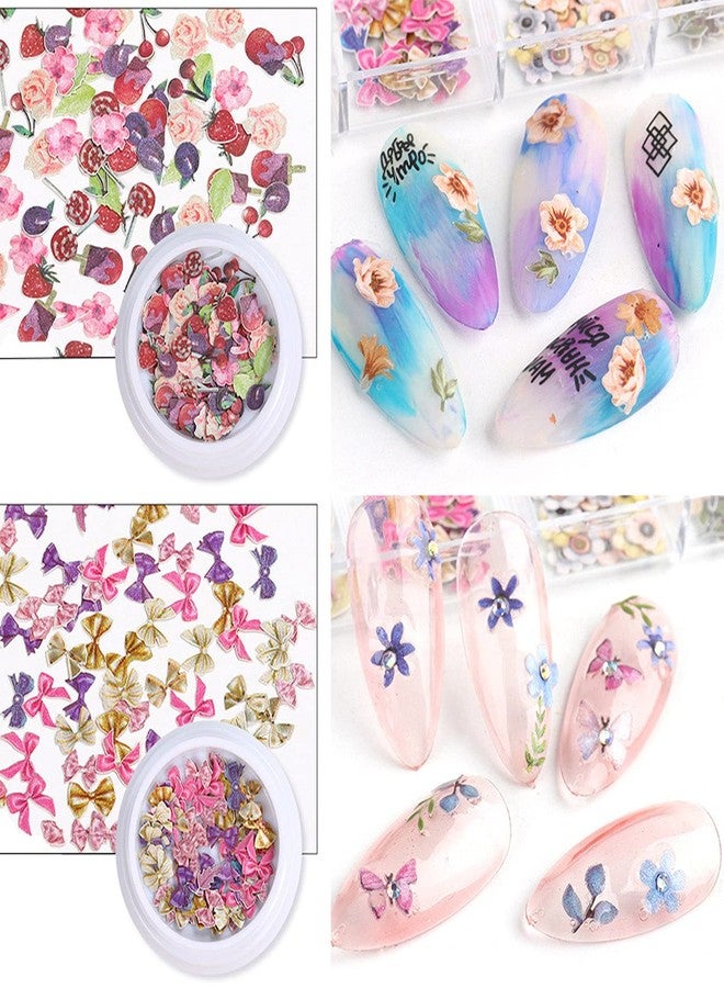 BELICEY 300Pcs 3D Wood Pulp Flower Nail Art Charm Butterfly Nails Art Flower Nail Charms Clear Bow Butterfly Nailfor Nail Art Decoration & DIY Crafting Design - Image 2