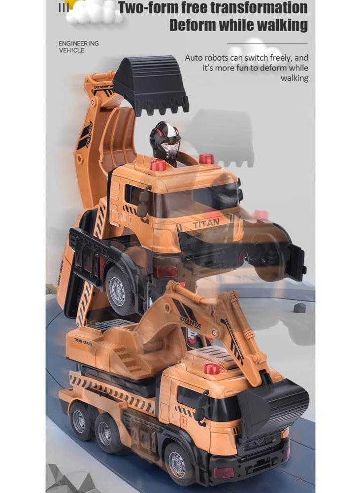 ELTRAZONE Remote Control Transform Robot Excavator Car 2-in-1 with One-Button Deformation, Electronic RC Construction Vehicle Toy with Lights and Sounds for Kids - Image 4