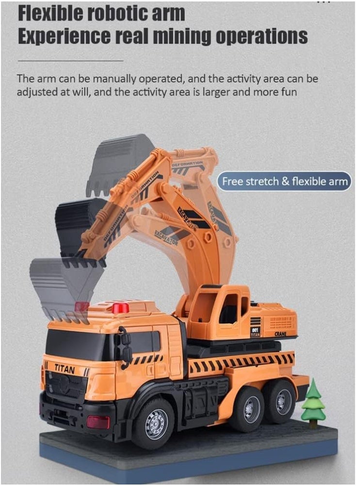 ELTRAZONE Remote Control Transform Robot Excavator Car 2-in-1 with One-Button Deformation, Electronic RC Construction Vehicle Toy with Lights and Sounds for Kids - Image 5