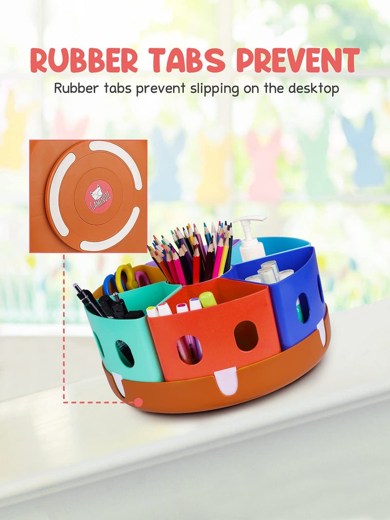 GAMENOTE Rotating Art Supplies Organizer - Lazy Susan Office School Supply for Kids Desk Organization and Storage Homeschool Craft Caddy Classroom Organization (Large) - Image 4