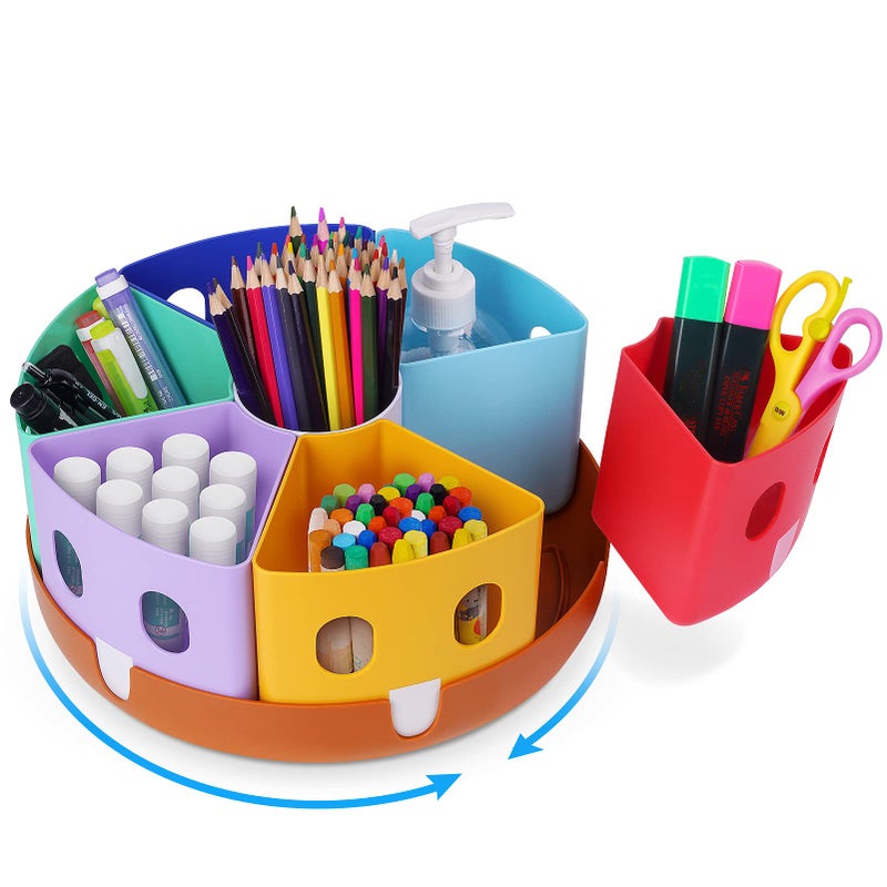 GAMENOTE Rotating Art Supplies Organizer - Lazy Susan Office School Supply for Kids Desk Organization and Storage Homeschool Craft Caddy Classroom Organization (Large) - Image 1