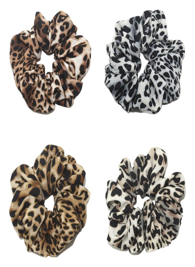LJJCSFF 4 Pcs Leopard Print Hair Scrunchies Soft Scrunchy Hair Ties Elastic Hair Band Ponytail Hair Ties Fashion Hair Accessories For Women Girl - Image 1