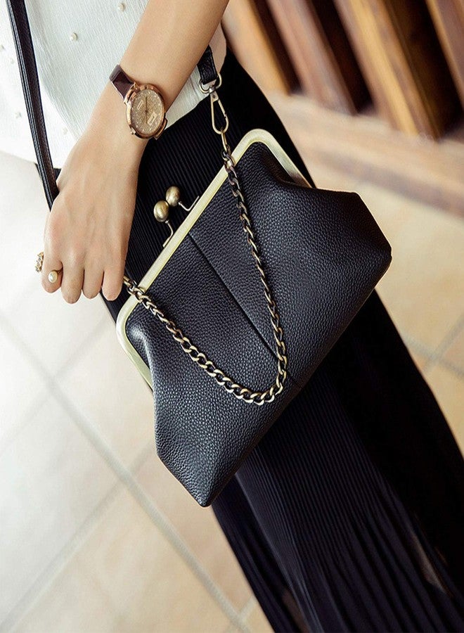 Lanpet Women Classical Kiss Lock Clutch with Chain Strap Shoulder Bag Purse Wallet - Image 2