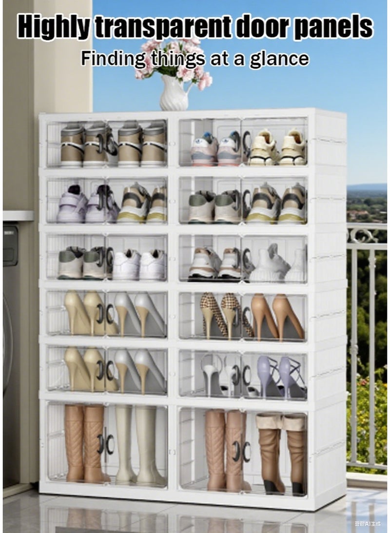 Generic 6-layer super-large capacity shoe cabinet with shoe rack, shoe box and storage box. Home entrance indoor must-have. Integrated with the wall.  - Image 1