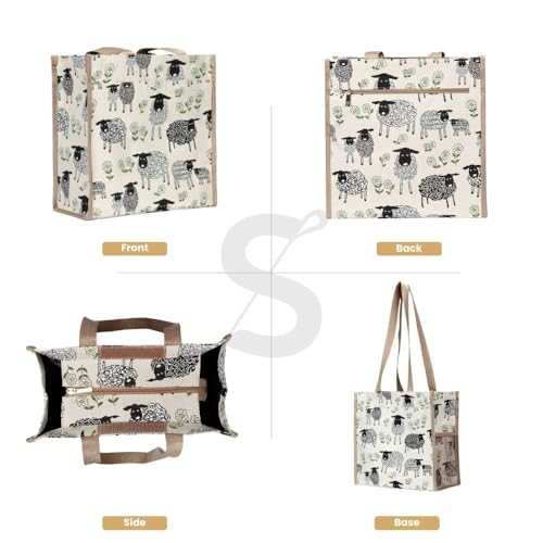 Signare Tapestry Shoulder Bag Shopping Bag for Women with Horse and Sheep Design (Spring Lamb, SHOP-SPLM) - Image 2