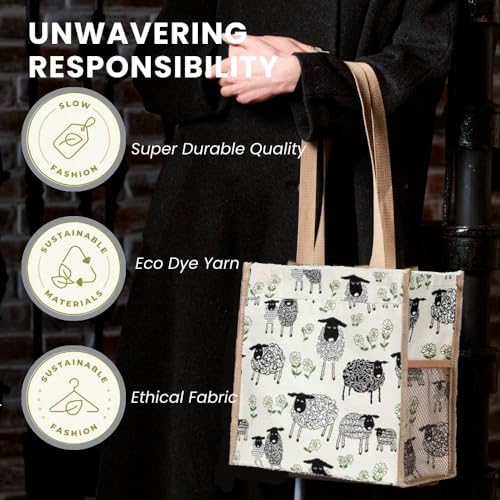 Signare Tapestry Shoulder Bag Shopping Bag for Women with Horse and Sheep Design (Spring Lamb, SHOP-SPLM) - Image 5
