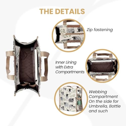 Signare Tapestry Shoulder Bag Shopping Bag for Women with Horse and Sheep Design (Spring Lamb, SHOP-SPLM) - Image 4