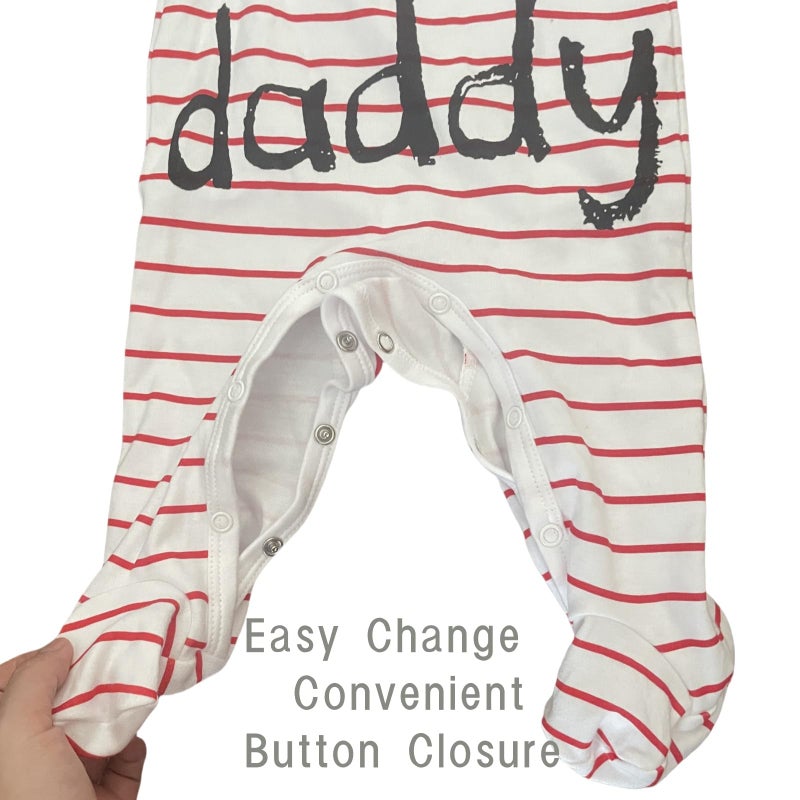 AOMOMO Unisex- Baby Clothes Twins Bodysuits I Love Daddy Mummy Romper Set, Newborn Cotton Footed Pajamas (White, Newborn) - Image 5