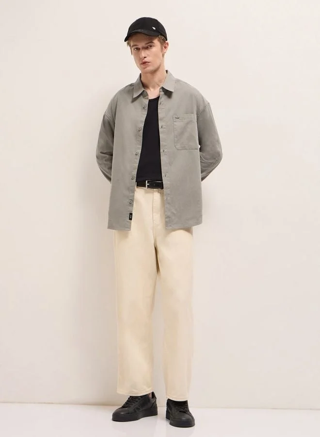 THE BEAR HOUSE Shacket for Men | Long Sleeve, Casual Button-Down | Soft, Breathable Fabric for Work, Everyday, & All-Season Wear in Stylish Design