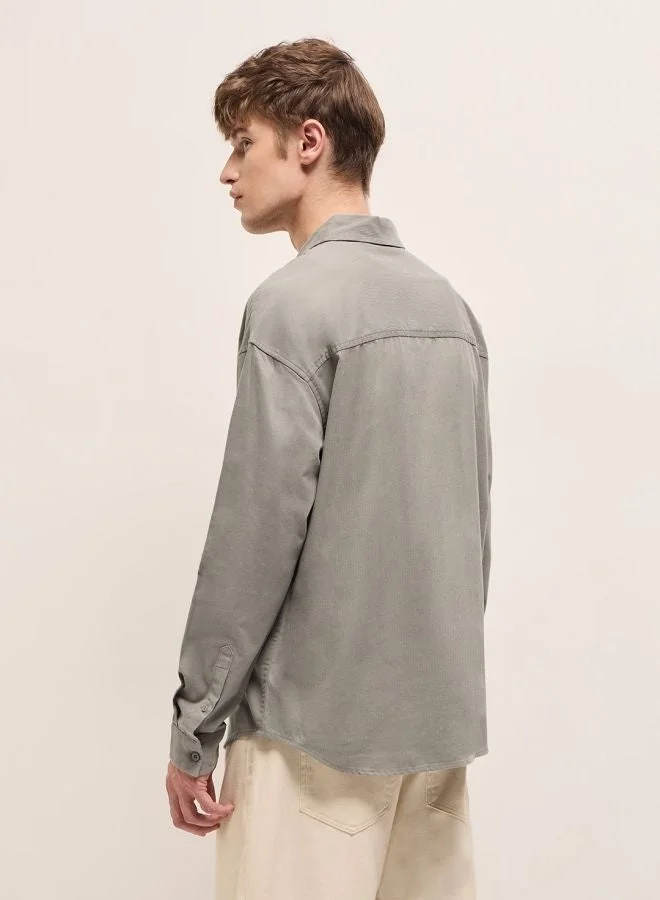 THE BEAR HOUSE Shacket for Men | Long Sleeve, Casual Button-Down | Soft, Breathable Fabric for Work, Everyday, & All-Season Wear in Stylish Design