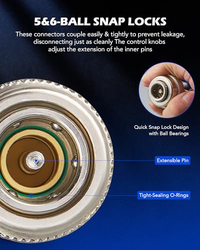 Orion Motor Tech محول سريع من أوريون موتور تكنولوجي R134a، محولات R134a قابلة للتعديل وتركيبات خراطيم التكييف، موصلات الضغط العالي والمنخفض لنظام تكييف السيارات R134a، 1/4" فليير، مجموعة من 2 - Image 5