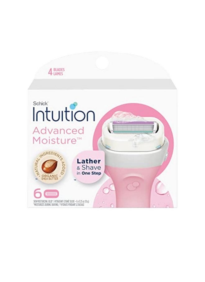 Intuition Schick Intuition Refill, Advanced Moisture Razors for Women | Intuition Razor Blades Refill with Organic Shea Butter, 6 Count (Pack of 1)  - Image 1