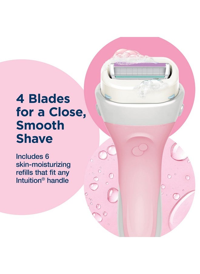Intuition Schick Intuition Refill, Advanced Moisture Razors for Women | Intuition Razor Blades Refill with Organic Shea Butter, 6 Count (Pack of 1)  - Image 4