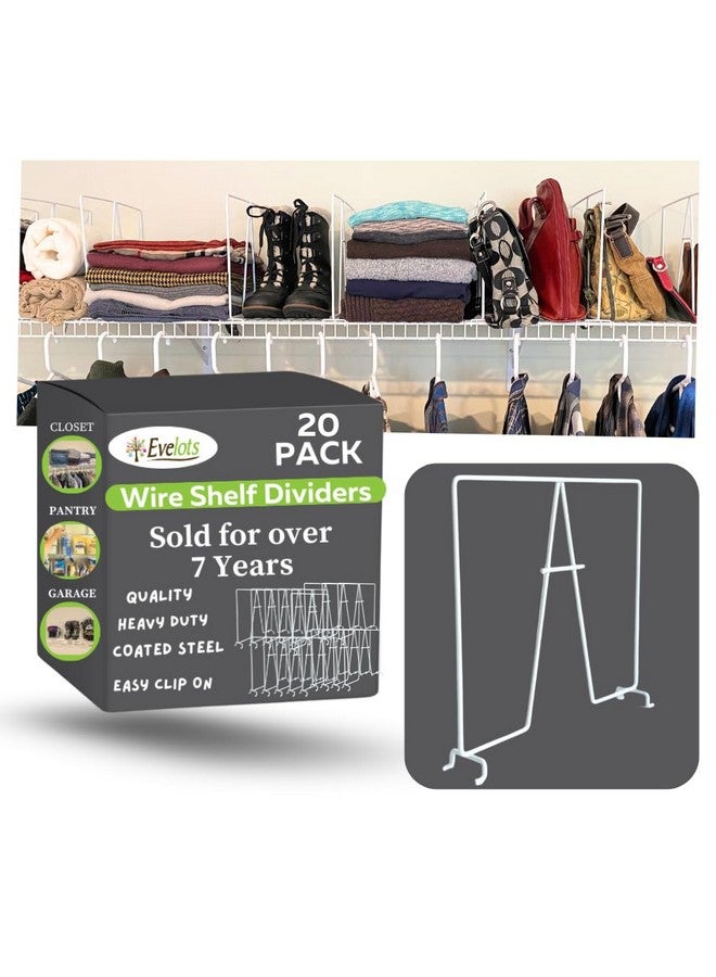 Evelots Wire Shelf Dividers -20 Pack- Closet Storage & Organization for Office/Pantry/Garage - Tall Shelf Separator - Easy Clip-No Tool - Solid Coated Steel - Image 1