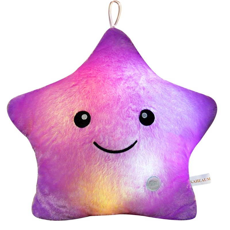 KAHEAUM وسادة كاهيووم توينكل توينكل ليتل ستار وسائد محشوة لطيفة للأطفال وسائد زخرفية مع إضاءة LED ليلية ولعبة مضيئة هدايا للفتيات على شكل حيوانات محشوة وسائد رمي بنفسجي - Image 1