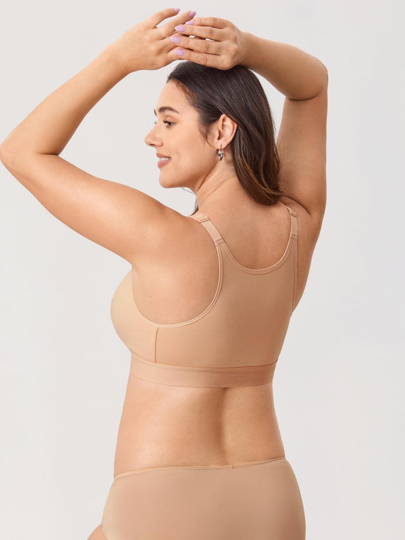 Gratlin Women's Plus Size Nursing Bra Sports Maternity Support Cotton Breastfeeding Bras Natural Medium - Image 2