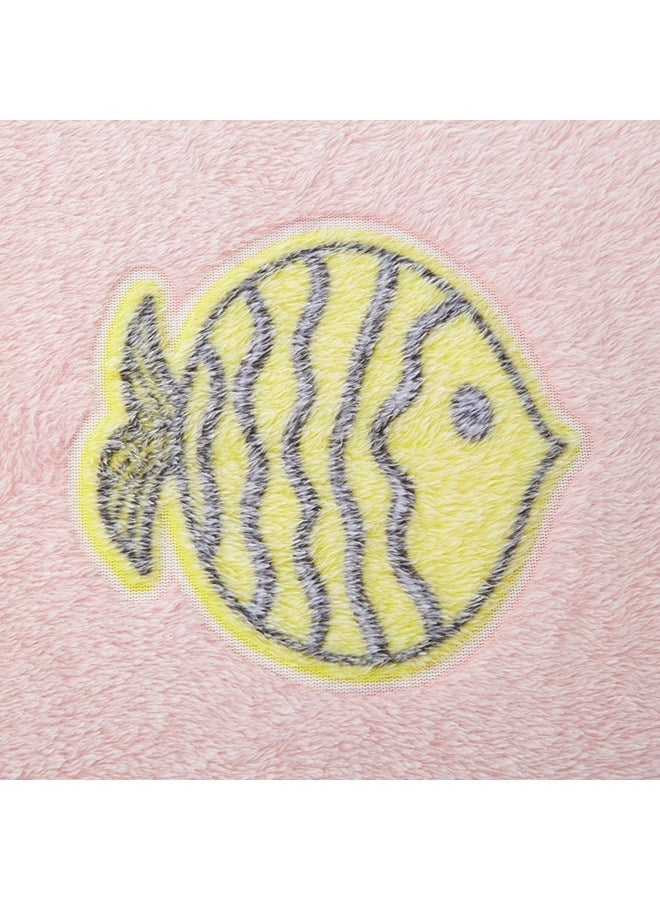NIBEMINENT Lovely Fish Jacquard Soft Blanket cotton Pink 180x200cm  - Image 3