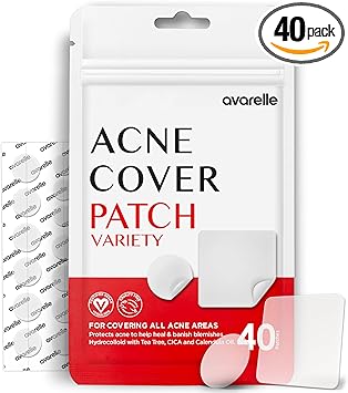 AVARELLE Acne Pimple Patch 40 Count Absorbing Hydrocolloid Spot Treatment with Tea Tree Oil Calendula Oil and Cica Certified Vegan Cruelty Free VARIETY 40 COUNT - Image 1