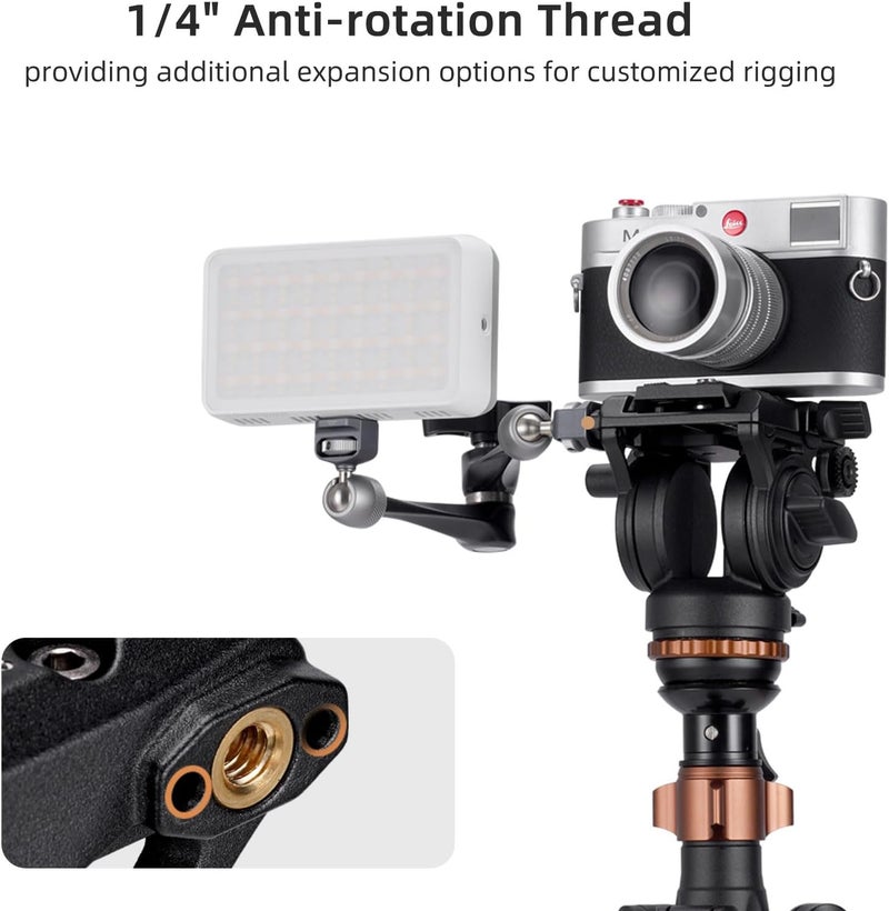 Cayer H8 Video Tripod Fluid Head, Metal Heavy Duty Drag Pan Head with 60 mm Flate Base, Adjustable Pan Handle, Load up to 13.2Ibs for Compact Video Camera DSLR Camera - Image 4