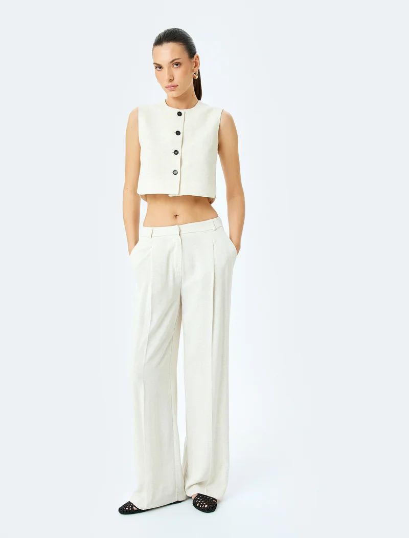 كوتون Linen Blend Crop Vest