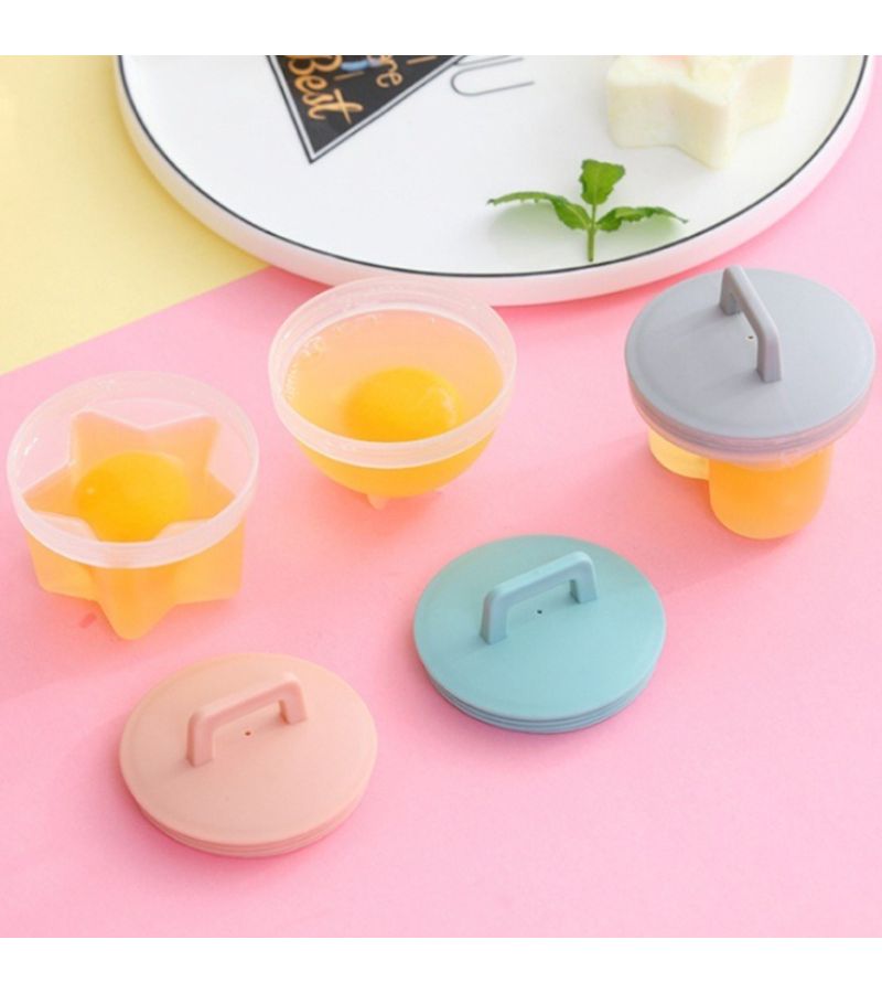 Pink Reusable Egg Steaming Mold Set 5 Pieces Creative Breakfast Kitchen Egg Shaper Small Easy To Store Quick Cooking - Image 1