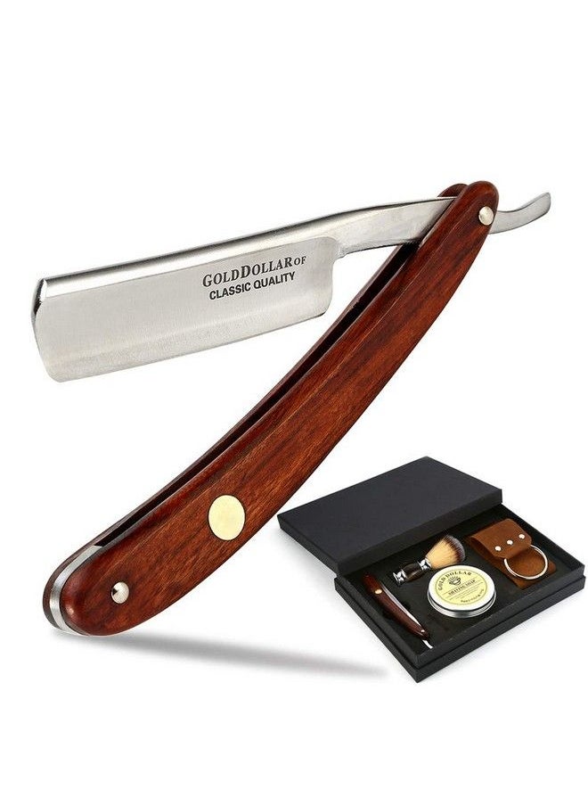 GOLD DOLLAR Straight Razor Gold Dollar Wooden Handle Retro Shaving For Men & Barber Shaving Ready Without Stabilizer  - Image 1