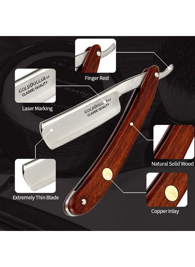 GOLD DOLLAR Straight Razor Gold Dollar Wooden Handle Retro Shaving For Men & Barber Shaving Ready Without Stabilizer  - Image 4