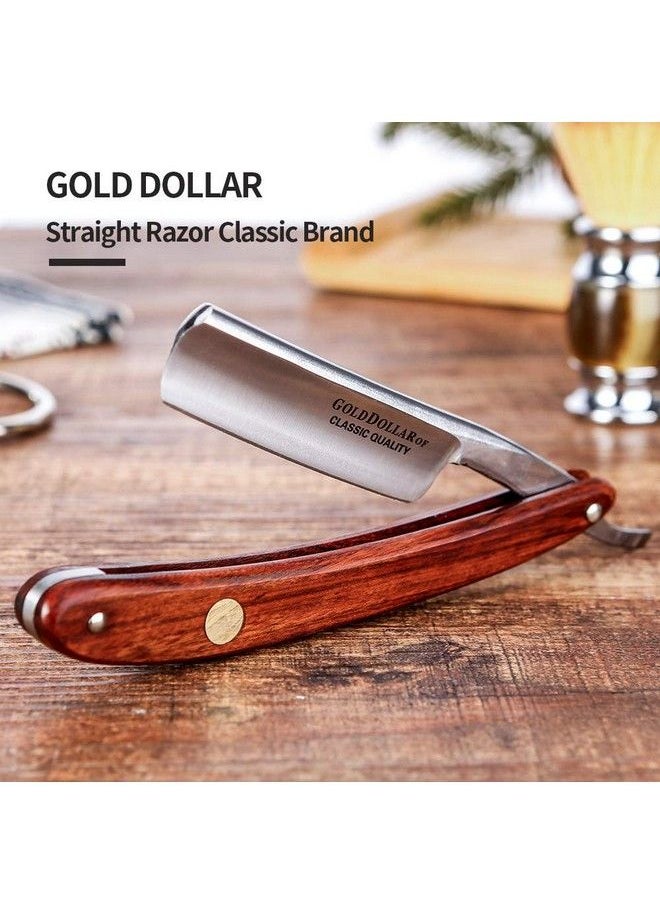 GOLD DOLLAR Straight Razor Gold Dollar Wooden Handle Retro Shaving For Men & Barber Shaving Ready Without Stabilizer  - Image 3