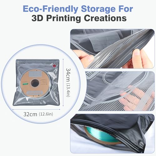Vacbird Filament Vacuum Storage Kit with USB Pump, 20 Pack Light-Proof Vacuum Sealed Bags for 3D Filament, Spool Sealing for Keeping Dry and Clean (12.6 * 13.38 in) - Image 3