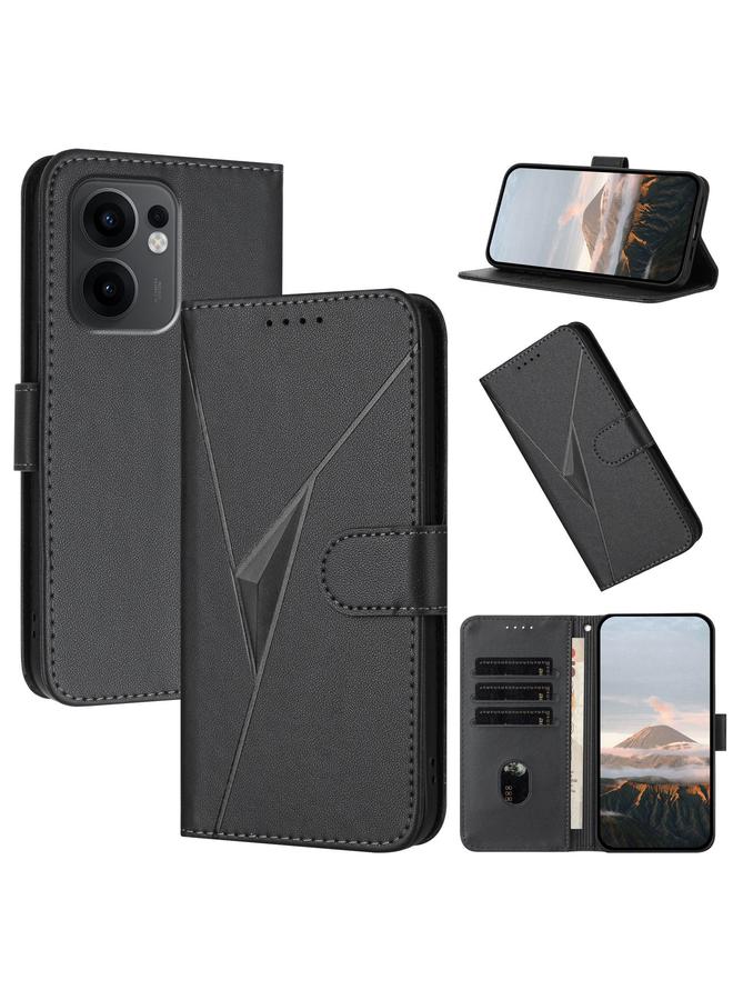 S-TOP Case For OPPO Reno13 F 4G / 5G Triangle Pattern Buckle Clasp Leather Phone Case - Image 1