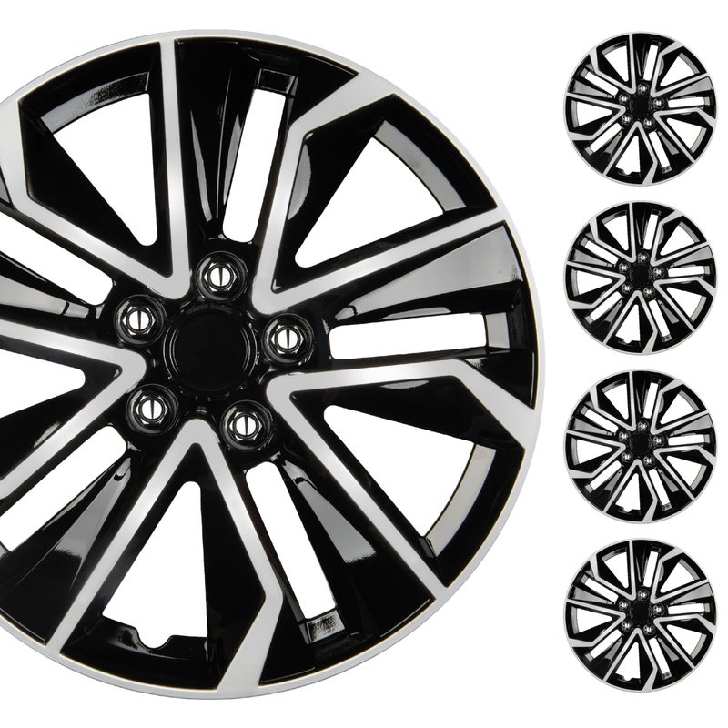 BDK 16 Inch Hubcaps Set of 4  OEM Replacement SnapOn Wheel Rim Covers  Universal Fit Car Wheel Cover for Cars Trucks SUV Vans Durable ABS Black  Silver 10Spoke HubCap Car Accessories Exterior - Image 2