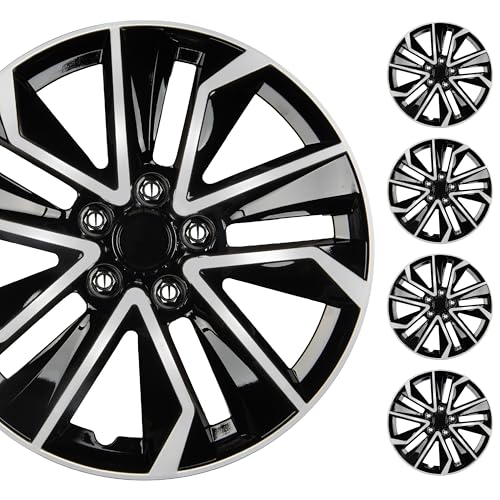 BDK 16 Inch Hubcaps Set of 4  OEM Replacement SnapOn Wheel Rim Covers  Universal Fit Car Wheel Cover for Cars Trucks SUV Vans Durable ABS Black  Silver 10Spoke HubCap Car Accessories Exterior - Image 1