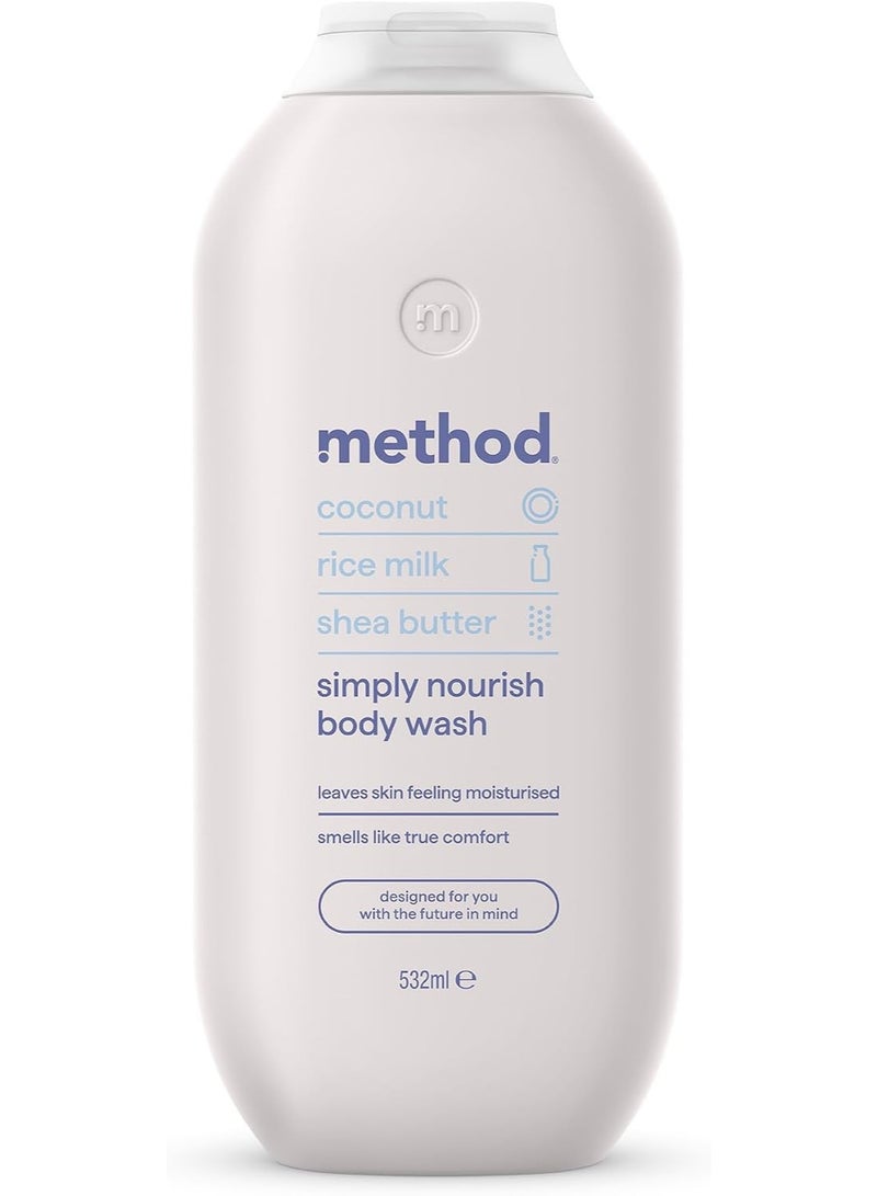 Method Body Wash, Simply Nourish, Shower Gel, Coconut, Rice Milk And Shea Butter Scent, Pack of 1, 532ml