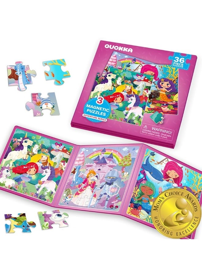 quokka ألغاز مغناطيسية كوكّا للأطفال من 3-5 سنوات - 36 قطعة ألعاب ألغاز سفر للأطفال من 2-4 سنوات من كوكّا - لعبة أنشطة سيارة الأميرة يونيكورن للفتيات من 4-8 سنوات - هدية مغناطيسية تعليمية لرحلة الطريق - Image 3