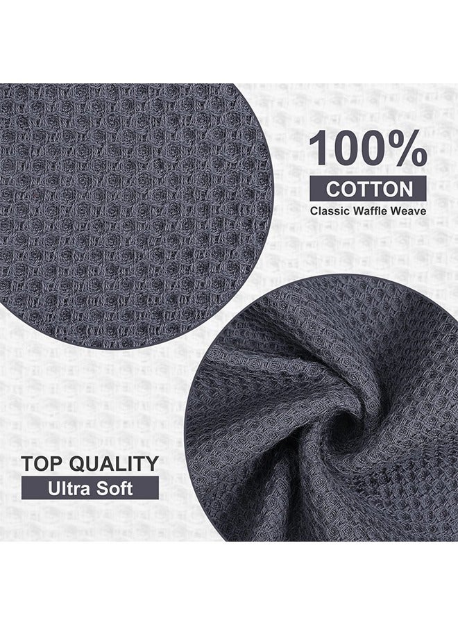 100% Cotton Waffle Weave Kitchen Dish Cloths, Tea Towels Ultra Soft Absorbent Quick Drying Dish Towels, 34×34 CM, 6 Pcs(Dark blue, Beige, Brown) - Image 2