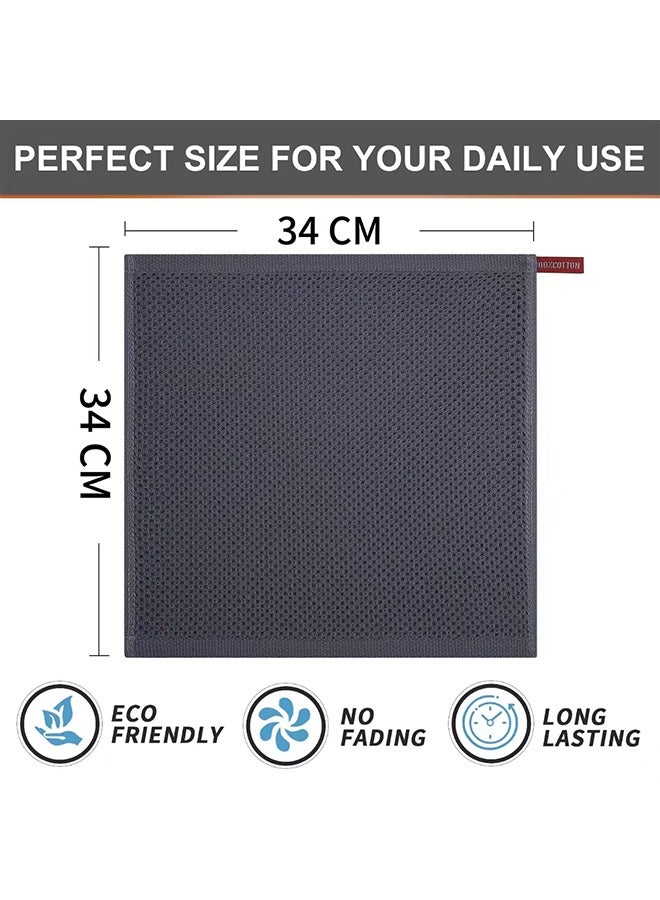 100% Cotton Waffle Weave Kitchen Dish Cloths, Tea Towels Ultra Soft Absorbent Quick Drying Dish Towels, 34×34 CM, 6 Pcs(Dark blue, Beige, Brown) - Image 3