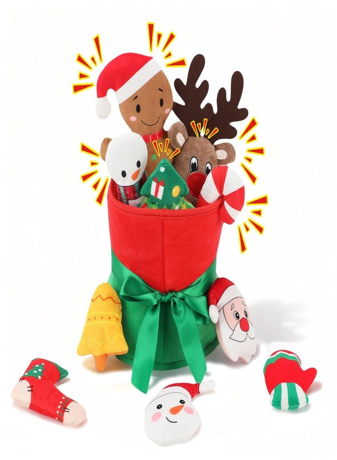 YUEPET 11 Pack Christmas Dog Toys,Interactive Santa Dog Toys Plush with Crinkle Paper Set,Pet Chew Toy Christmas Tree & Reindeer Toys Gifts for Puppies Small Dogs - Image 1