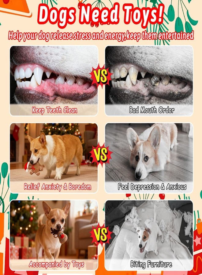YUEPET 11 Pack Christmas Dog Toys,Interactive Santa Dog Toys Plush with Crinkle Paper Set,Pet Chew Toy Christmas Tree & Reindeer Toys Gifts for Puppies Small Dogs - Image 4