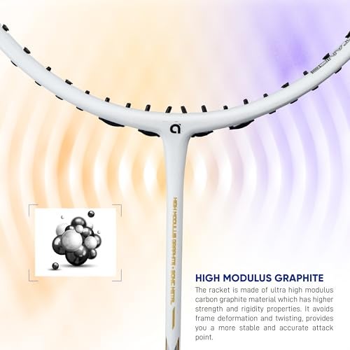 Apacs Accurate 77 (Unstrung, 6.8mm Extra Slim Shaft) 35 LBS Max Tension | Made in Vietnam | Aero Armor Frame (Hi-Tension) | 100% Japanese Graphite Badminton Racket with Free Full Cover (Pearl White) - Image 4